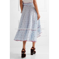 Con volantes con adornos de abalorios multicolores dobladillo asimétrico Midi Summer Skirt Manufacture Wholesale Fashion Women Apparel (TA0023S)